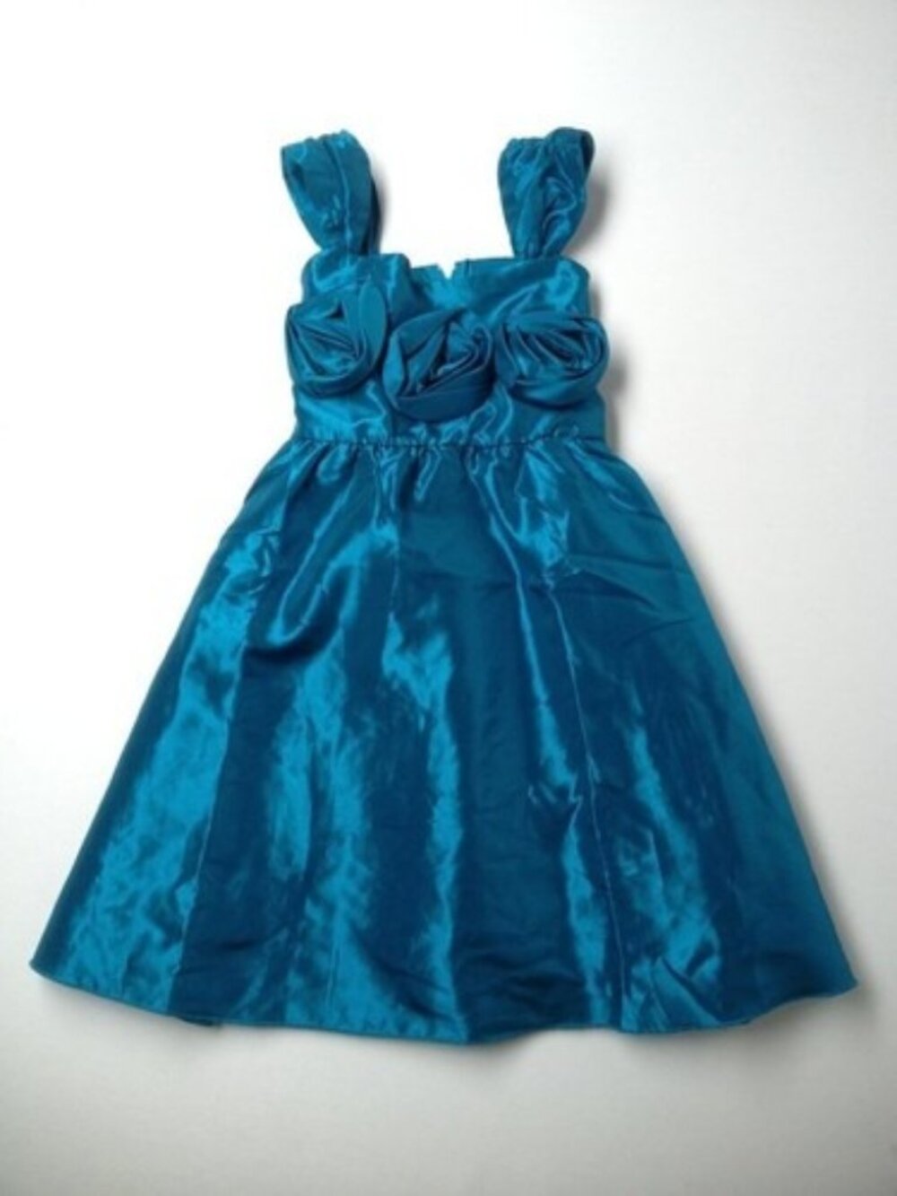 Girl Rosette Teal Bright Blue Holiday Party Portrait Dress Size 7